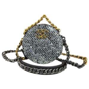 Chanel 19 Shoulder Bag Sequin Silver Women's CHANEL Chain 2-way